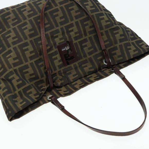 FENDI Zucca Canvas Tote Bag Brown Black Auth bs15988 - Picture 6 of 16